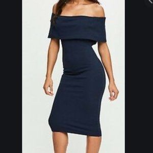 Missguided Navy Cut Out Midi Dress Size 6 NWT